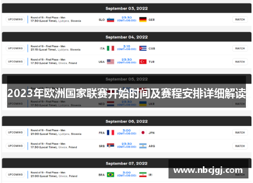 2023年欧洲国家联赛开始时间及赛程安排详细解读 2023年欧洲国家联赛开始时间及赛程安排详细解读